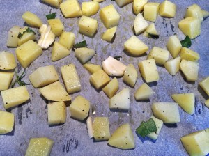 Bem espalhadinhas na assadeira