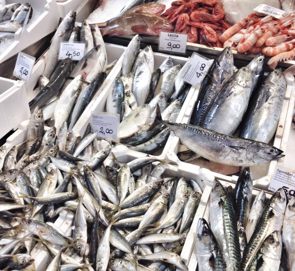 Peixe fresco no coração de Bologna